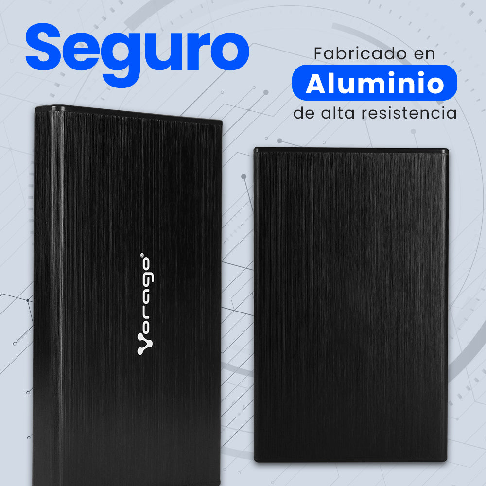 Vorago HDD-202 caja para disco duro externo Cubierta de disco duro/SSD Negro 2.5", SATA, 10 Gbit/s, Conexión USB