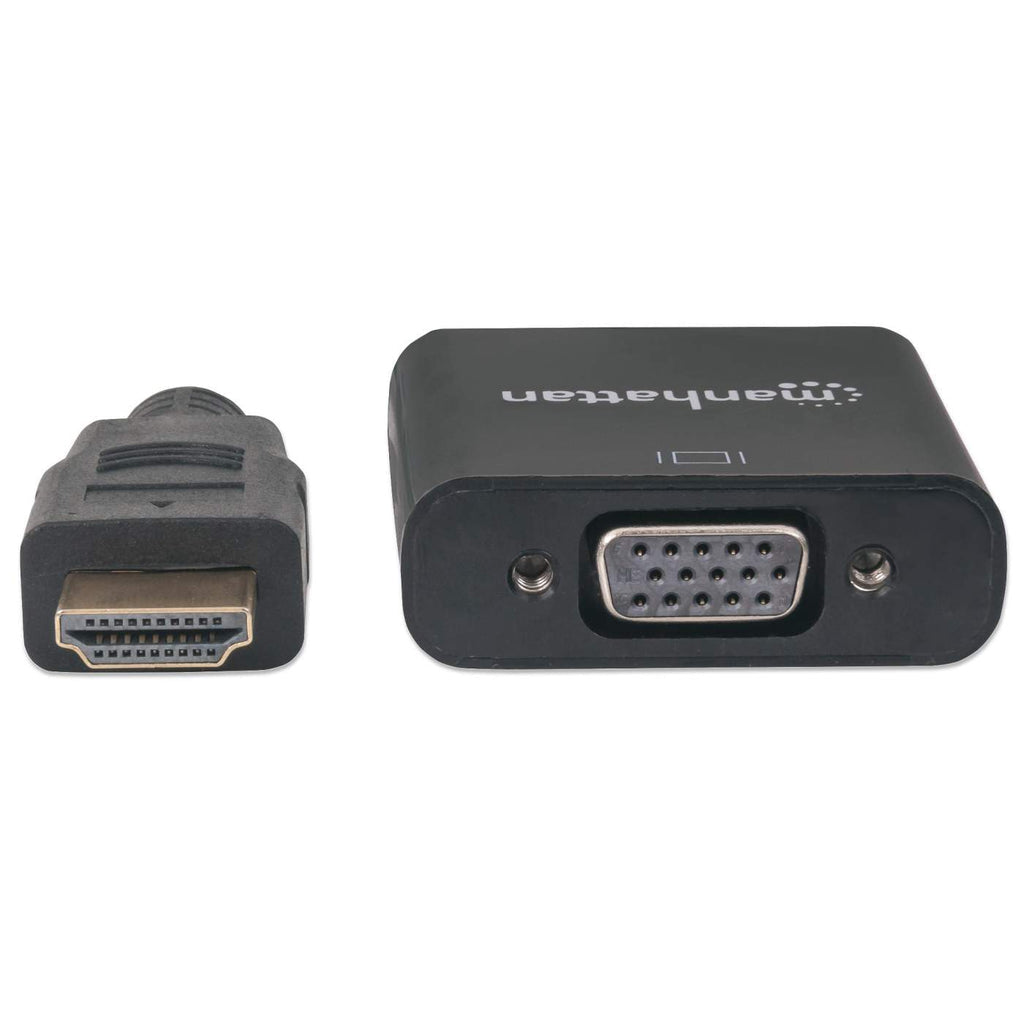 Manhattan Cable convertidor HDMI a VGA, 1080p, 30 cm, macho a hembra, entrada de alimentación Micro-USB (si se requiere), negro, garantía 3 años, equivalente a HD2VGAE2 Cable Derecho Derecho Oro 0,3 m