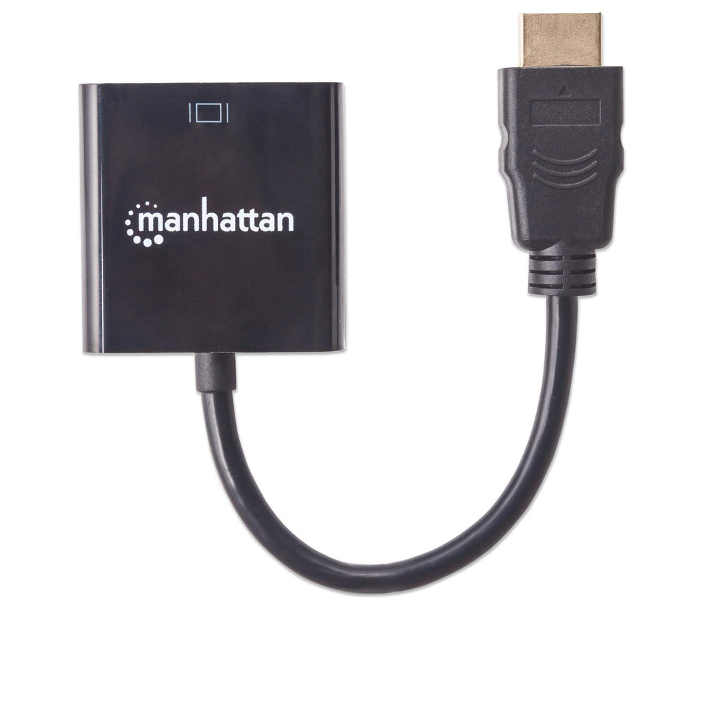 Manhattan Cable convertidor HDMI a VGA, 1080p, 30 cm, macho a hembra, entrada de alimentación Micro-USB (si se requiere), negro, garantía 3 años, equivalente a HD2VGAE2 Cable Derecho Derecho Oro 0,3 m