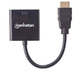 Manhattan Cable convertidor HDMI a VGA, 1080p, 30 cm, macho a hembra, entrada de alimentación Micro-USB (si se requiere), negro, garantía 3 años, equivalente a HD2VGAE2 Cable Derecho Derecho Oro 0,3 m