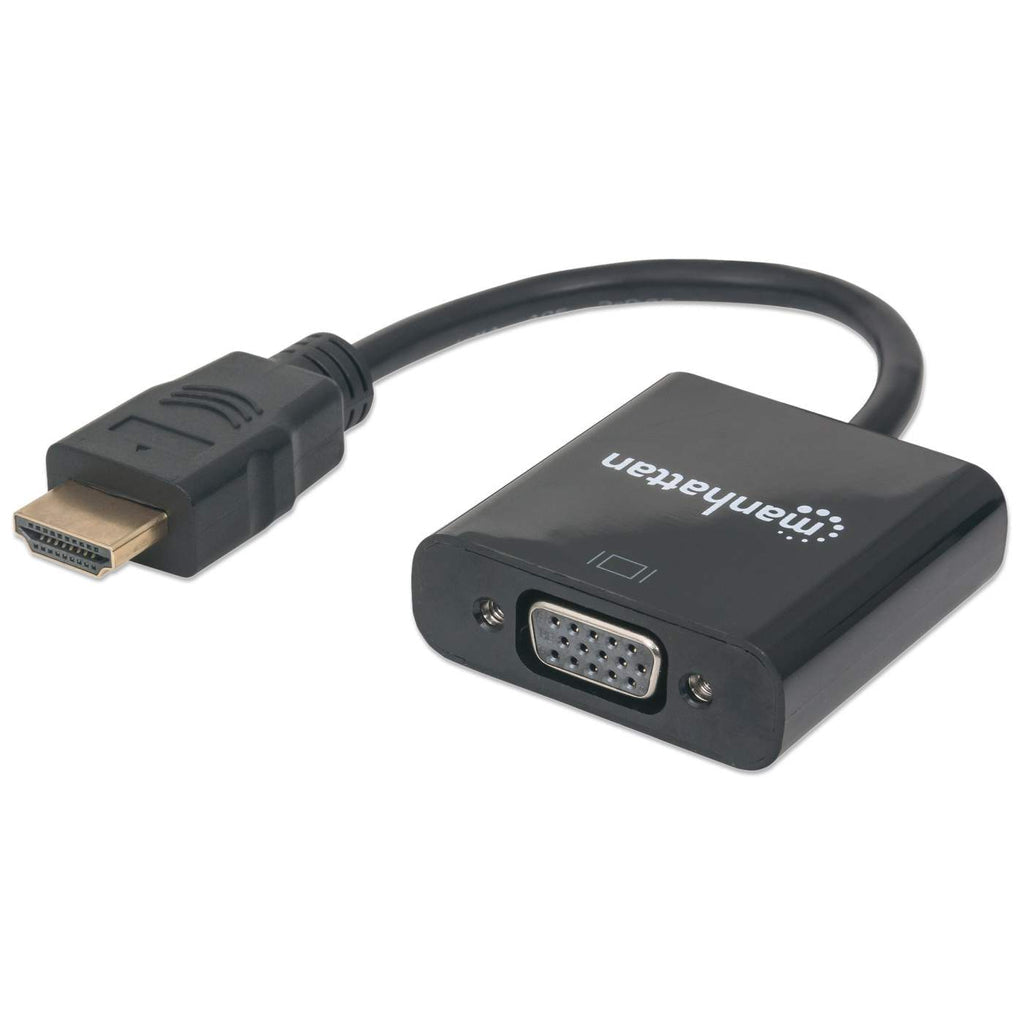 Manhattan Cable convertidor HDMI a VGA, 1080p, 30 cm, macho a hembra, entrada de alimentación Micro-USB (si se requiere), negro, garantía 3 años, equivalente a HD2VGAE2 Cable Derecho Derecho Oro 0,3 m