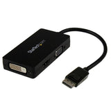 StarTech.com Adaptador DisplayPort a VGA DVI o HDMI - Convertidor A/V 3 en 1 para viajes - 1080p - 1920x1200, 1920 x 1200 Pixeles, Negro
