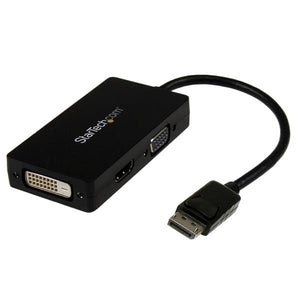 StarTech.com Adaptador Conversor DisplayPort a VGA DVI o HDMI - Convertidor A/V 3 en 1 para viajes Cable 0,15 m 1920 x 1200 Pixeles 1080p Negro