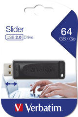 Verbatim Slider - Unidad USB de 64 GB - Negro