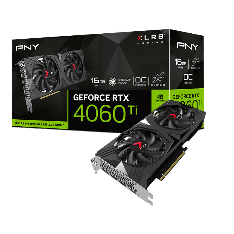 PNY GeForce RTX 4060 Ti XLR8 Gaming VERTO Overclocked Dual Fan DLSS 3 NVIDIA 16 GB GDDR6, 128 Bit, 7680 x 4320 Pixeles, 