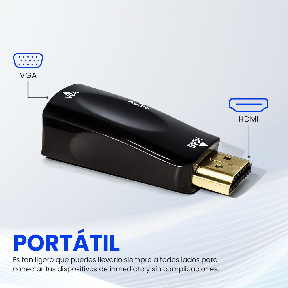 Vorago ADP-208 cambiador de género para cable HDMI VGA + audio (3.5mm) Negro