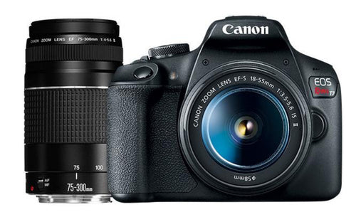 Canon Cámara Digital Rebel EOS T7 EF-S 18-55mm + 75-300mm, 24.1 MP, WiFi