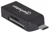 Manhattan Lector OTG de tarjetas con puerto USB 2.0. imPORT Link lector de tarjetas 480 Mbit/s Negro ABS sintéticos Si