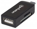 Manhattan Lector OTG de tarjetas con puerto USB 2.0. imPORT Link lector de tarjetas 480 Mbit/s Negro ABS sintéticos Si