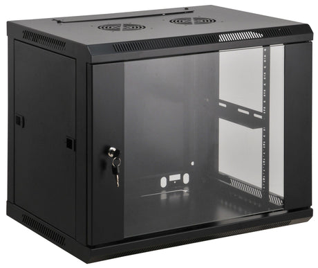 Intellinet Armoire réseau murale 19" (standard), 6U, profondeur 600 mm, noire, assemblée, charge max. 60 kg, utilisable sur bureau ou sol, profondeur utile 500 mm, porte métal et verre, panneaux latéraux amovibles Rack 6U Bastidor de pared 60 kg Negro