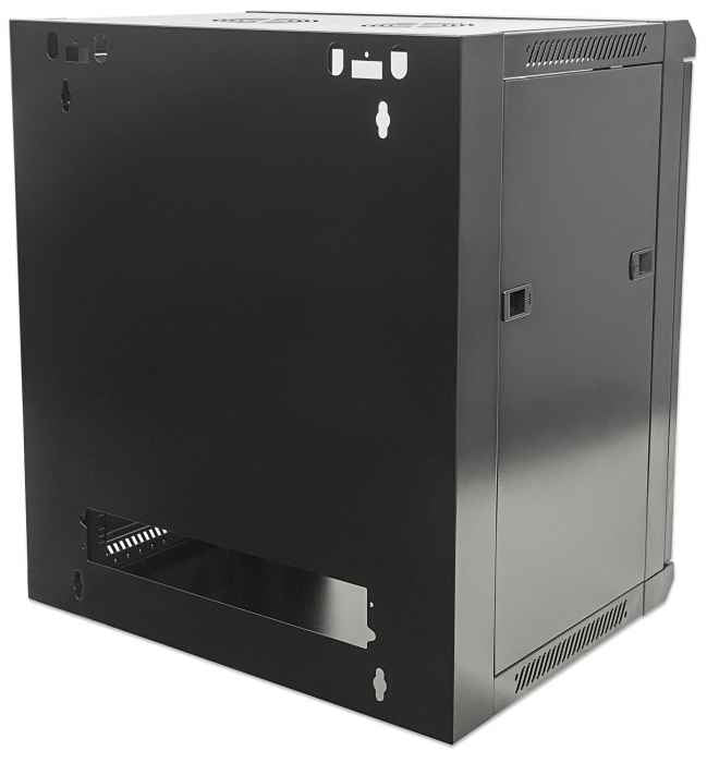 Intellinet Armoire réseau murale 19" (standard), 6U, profondeur 450 mm, noire, en kit, charge max. 60 kg, utilisable sur bureau ou sol, profondeur utile 270 à 350 mm, porte métal et verre, panneaux latéraux amovibles Rack 6U Bastidor de pared 60 kg Negro