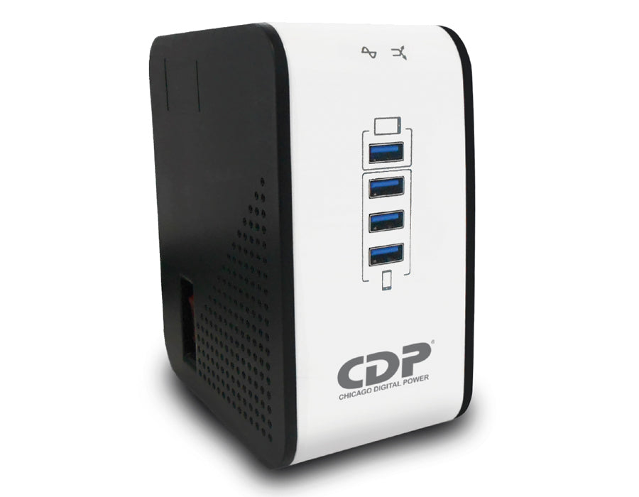 CDP R2CU-AVR1008 1000VA/500W AVR, 8 Salidas, 175 Julios, 4 Puertos USB, 120 Vac Regulador de Voltaje 92 - 144 V 50/60 Hz 6 A 120 V
