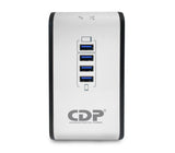 CDP R2CU-AVR1008 1000VA/500W AVR, 8 Salidas, 175 Julios, 4 Puertos USB, 120 Vac Regulador de Voltaje 92 - 144 V 50/60 Hz 6 A 120 V