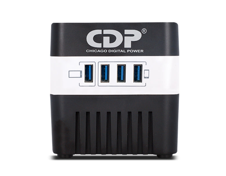CDP RU-AVR604 600VA/300W AVR, 4 Salidas, 175 julios, 4 Puertos USB, 120 Vac Regulador de Voltaje 120 V 50/60 Hz 6 A 120 V