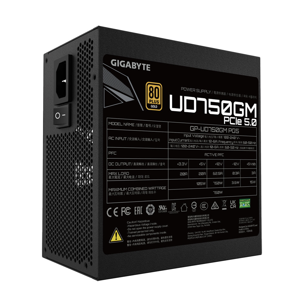 GIGABYTE UD750GM PG5 unidades de fuentes de alimentación 750 W 100 - 240 V 12 A Activo