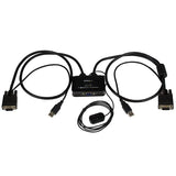StarTech.com Switch Conmutador KVM de Cable con 2 Puertos VGA USB Alimentado por USB con Interruptor Remoto interruptores kvm 2 USB USB VGA