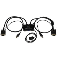 StarTech.com Switch Conmutador KVM de Cable con 2 Puertos VGA USB Alimentado por USB con Interruptor Remoto interruptores kvm 2 USB USB VGA