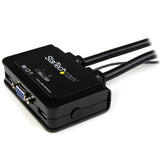 StarTech.com Switch Conmutador KVM de Cable con 2 Puertos VGA USB Alimentado por USB con Interruptor Remoto interruptores kvm 2 USB USB VGA
