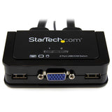StarTech.com Switch Conmutador KVM de Cable con 2 Puertos VGA USB Alimentado por USB con Interruptor Remoto interruptores kvm 2 USB USB VGA