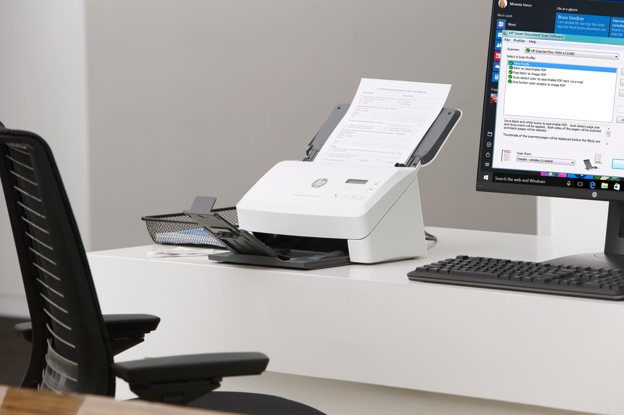 HP ScanJet Enterprise Flow 7000 s3 Escáner alimentado con hojas 600 x 600 DPI A4 Blanco, 216 x 3100 mm, 24 Bit, 24 Bit