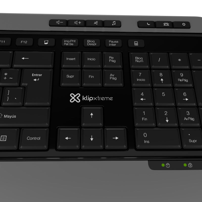 Klip Xtreme Magnifik teclado Ratón incluido Universal RF inalámbrico QWERTY Negro, Gris, Tamaño completo (100%)
