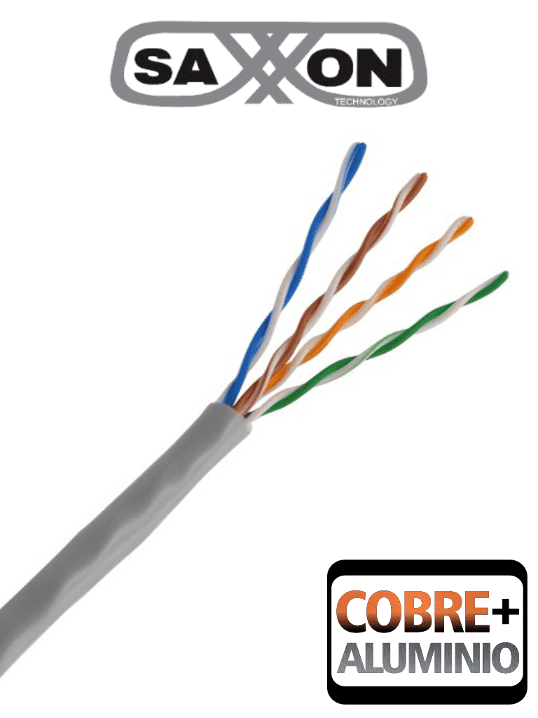 Bobina de Cable UTP Cat5e SAXXON OUTP5ECCA305G, 305 Metros, CCA, Gris