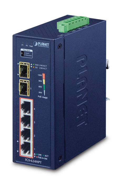 PLANET IGS-624HPT switch No administrado Gigabit Ethernet (10/100/1000) Energía sobre Ethernet (PoE) Azul