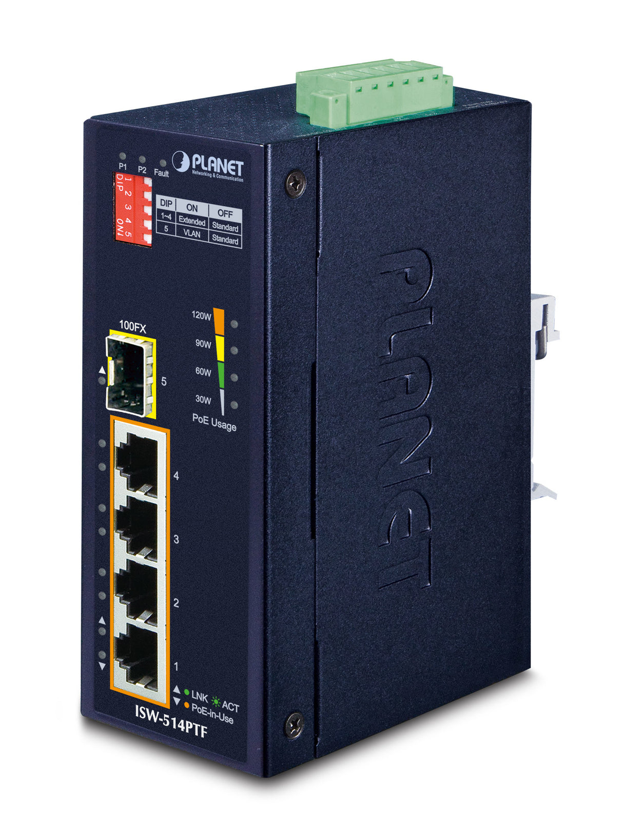 PLANET ISW-514PTF switch No administrado Fast Ethernet (10/100) Energía sobre Ethernet (PoE) Azul