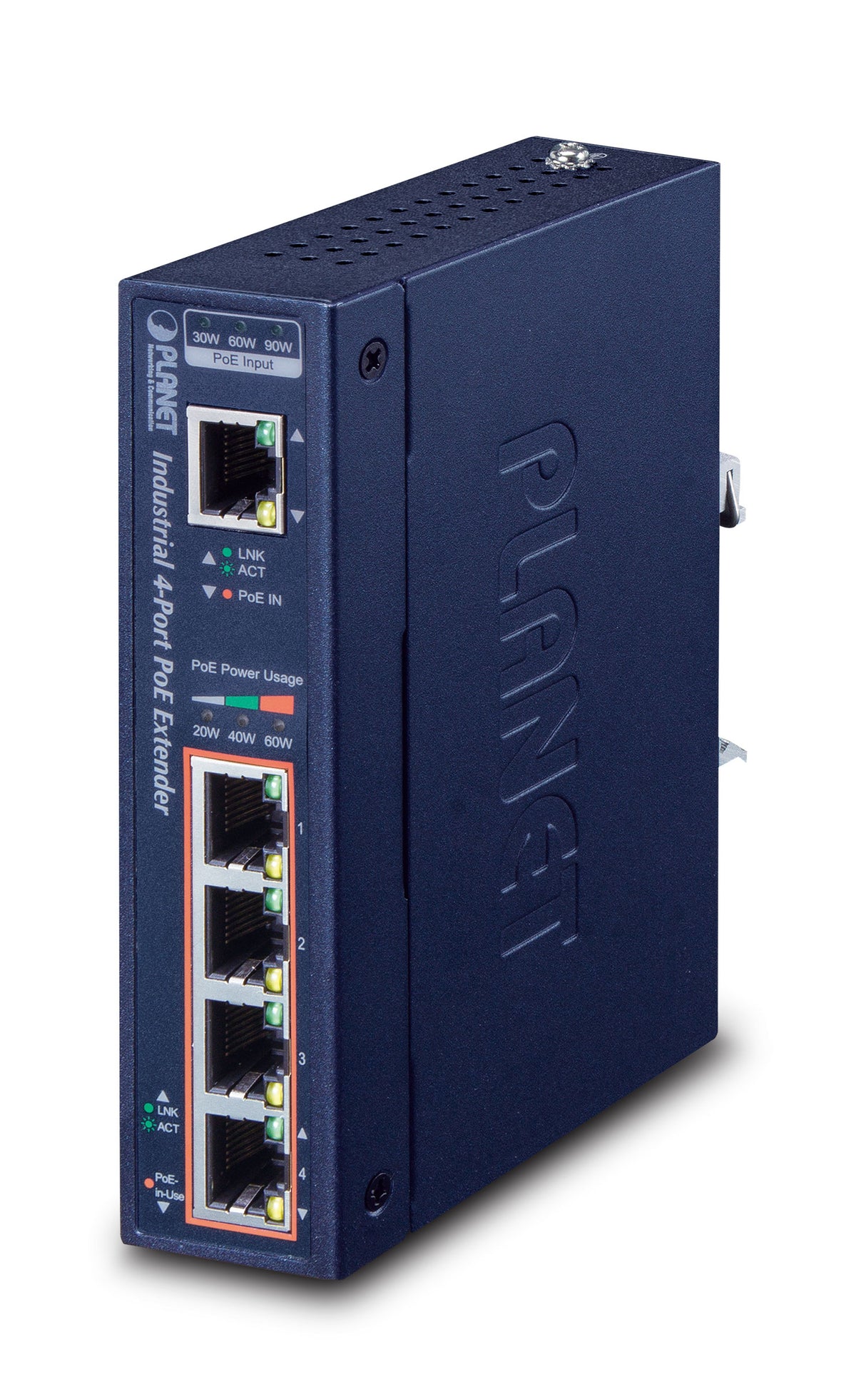 PLANET IPOE-E174 ampliador de red Transmisor de red Azul 10, 1000, 100 Mbit/s