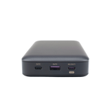 Power Bank de 20000mAh | 3 Salidas 100W Max. | USB-A + 2 USB-C | PD 3.0 | QC3.0 | FCP | SCP | Pantalla Inteligente | Carcasa Ignifuga | Color Gris | Incluye Cable USB de 50cm | Carga tu Laptop de Manera Segura.