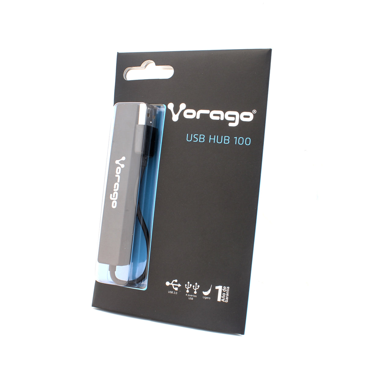 Vorago HU-100 hub de interfaz 480 Mbit/s Negro