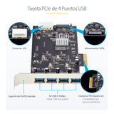StarTech.com Tarjeta PCI Express de 4 Puertos USB-A - Tarjeta PCIe USB 3.2 de 5Gbps - 4 Controladores USB Independientes