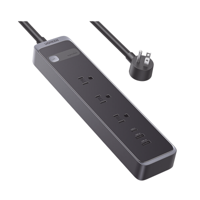 Regleta con Protector Contra Sobretensiones | 3 Salidas de CA NEMA 5-15R | 1 Salida USB-C PD de 30 W | 2 Puertos USB-A | Protección Contra Sobretensio