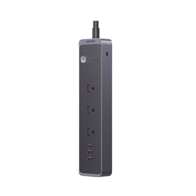 Regleta con Protector Contra Sobretensiones | 3 Salidas de CA NEMA 5-15R | 1 Salida USB-C PD de 30 W | 2 Puertos USB-A | Protección Contra Sobretensio