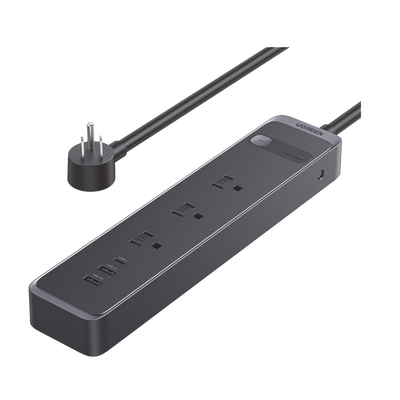 Regleta con Protector Contra Sobretensiones | 3 Salidas de CA NEMA 5-15R | 1 Salida USB-C PD de 30 W | 2 Puertos USB-A | Protección Contra Sobretensio
