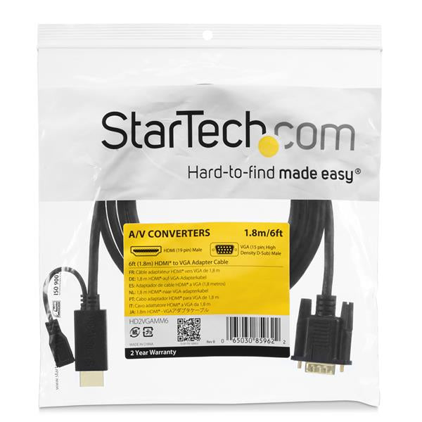 StarTech.com Cable de 3m Conversor Activo HDMI a VGA - Adaptador 1920x1200 1080p Cable Derecho Derecho USB 3 m