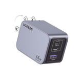 Cargador de 65W serie Nexode Pro | 3 Puertos de Carga Rápida | 2 USB-C | 1 USB-A | Tecnología GaNInfinity | PD3.1 de 65W / QC4.0 | Tecnología de Protección Térmica | Optimiza la Carga | Caja de Aluminio | Incluye Cable U