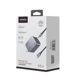 Cargador de 65W serie Nexode Pro | 3 Puertos de Carga Rápida | 2 USB-C | 1 USB-A | Tecnología GaNInfinity | PD3.1 de 65W / QC4.0 | Tecnología de Protección Térmica | Optimiza la Carga | Caja de Aluminio | Incluye Cable U