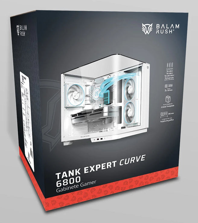 Balam Rush Tank Expert Curve 6800 Midi Tower Transparente, Blanco