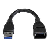 StarTech.com Cable de 15cm Extensor USB 3.0 - Alargador USB 3.0 SuperSpeed Negro Cable USB 3.2 Gen 1 (3.1 Gen 1) USB A USB A Macho