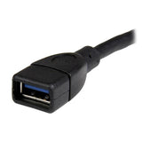 StarTech.com Cable de 15cm Extensor USB 3.0 - Alargador USB 3.0 SuperSpeed Negro Cable USB 3.2 Gen 1 (3.1 Gen 1) USB A USB A Macho