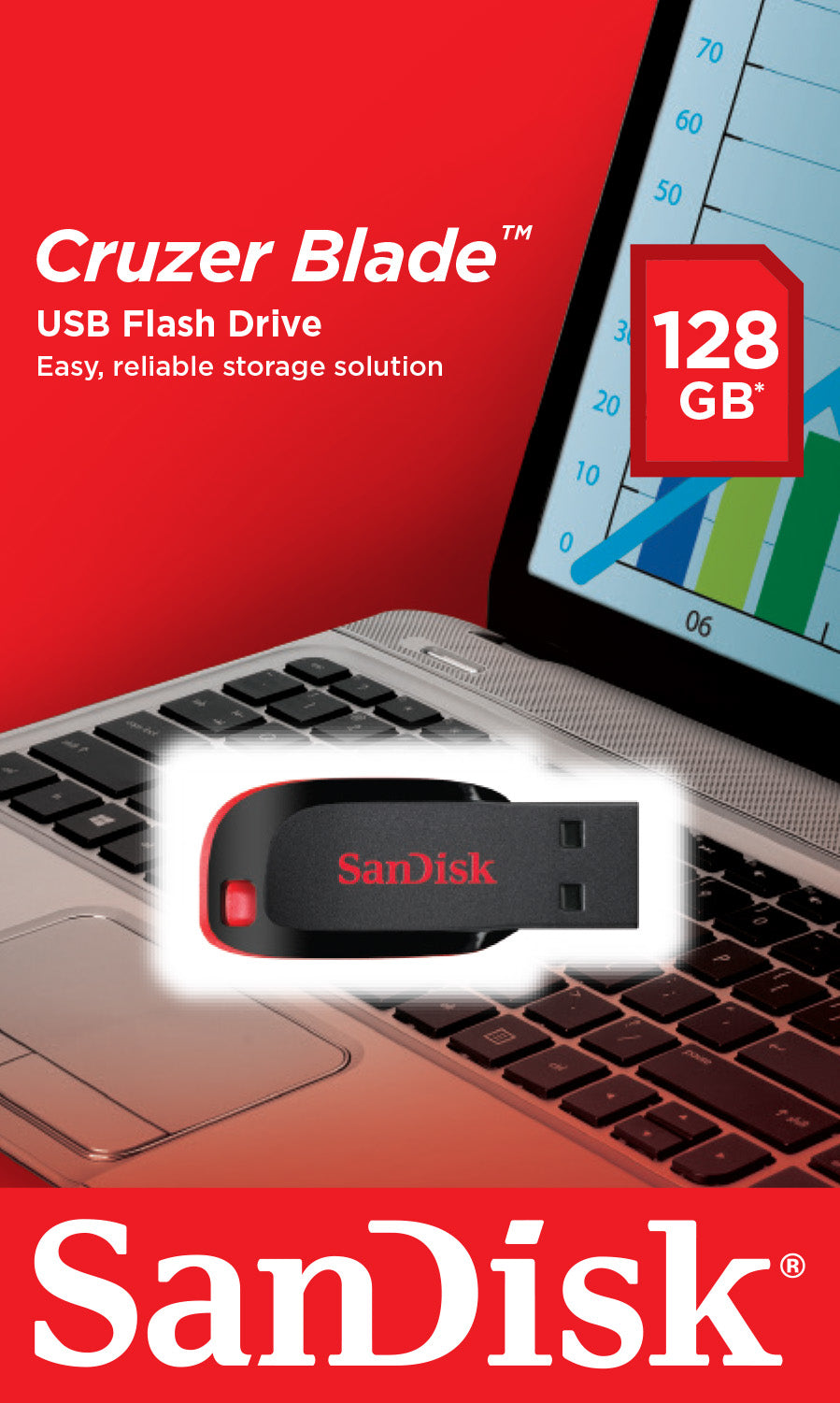 MEMORIA FLASH SANDISK CRUZER BLADE 128GB NEGRO 2.0 (SDCZ50-128G-B35)