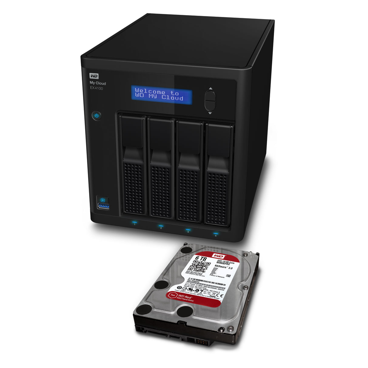 Western Digital My Cloud EX4100, 24TB NAS Escritorio Marvell Armada 388 2 GB DDR3 Unidad de disco duro My Cloud OS Negro