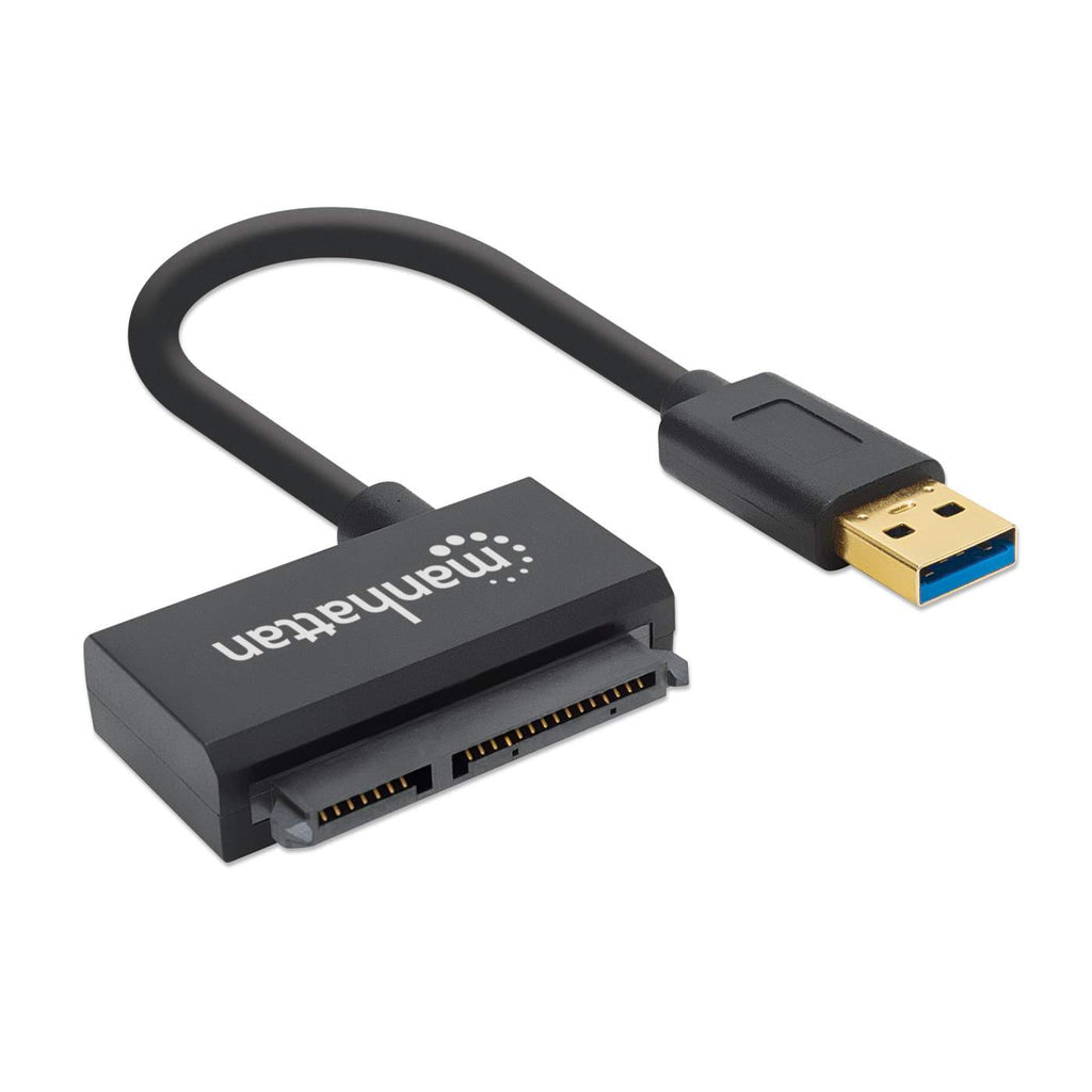 Manhattan Adaptador USB-A a SATA para 2,5", cable 42 cm, macho a macho, 5 Gbps (USB 3.2 Gen1 / USB 3.0), compatible con LBA de 48 bits, negro, 3 años de garantía tarjetas y adaptadores de interfaz USB tipo A SATA Negro 28 mm