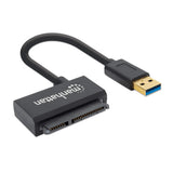 Manhattan Adaptador USB-A a SATA para 2,5", cable 42 cm, macho a macho, 5 Gbps (USB 3.2 Gen1 / USB 3.0), compatible con LBA de 48 bits, negro, 3 años de garantía tarjetas y adaptadores de interfaz USB tipo A SATA Negro 28 mm