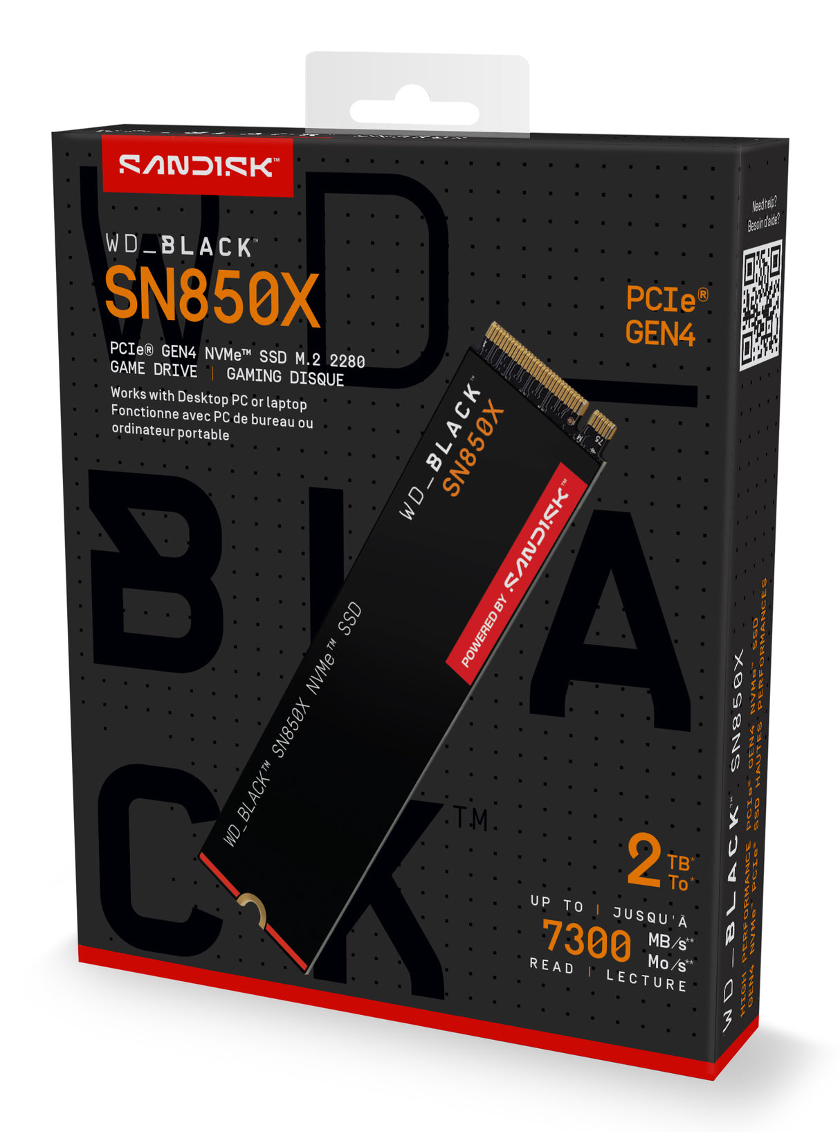 Western Digital WDS200T2X0E unidad interna de estado sólido 2 TB M.2 PCI Express 4.0 NVMe 3D TLC NAND, 7300 MB/s