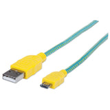 Manhattan Cable Micro-B USB de Alta Velocidad con recubrimiento textil Cable USB 2.0 USB A Micro-USB B Macho/Macho
