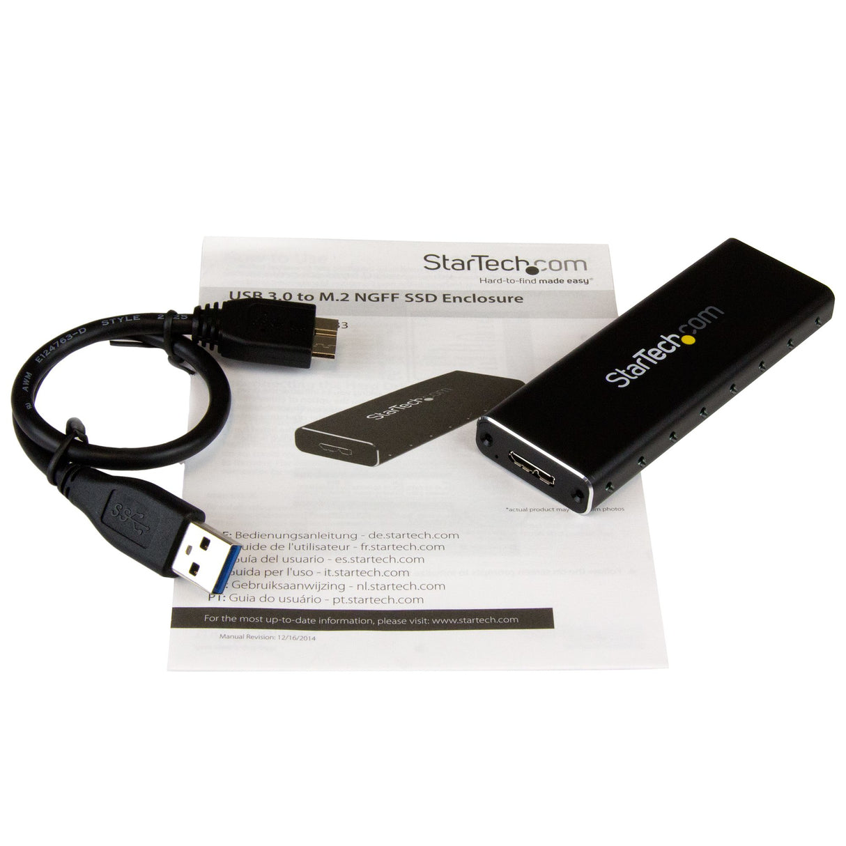 StarTech.com Caja USB 3.0 (5Gbps) a SSD M.2 de Aluminio con UASP - Negro - SATA NGFF M.2 con B Key y B+M Key - Caja Port