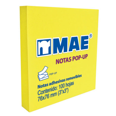 Notas Adhesivas Mae Pop-Up 3X3 Amarillo Neón 100H C/12 FullOffice.com