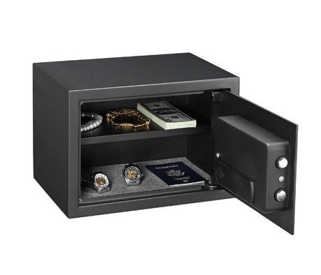 XE Seguridad CFBE-25 caja fuerte Caja fuerte portátil Negro, Cerradura con combinación, Lector de huellas dactilares, Ll